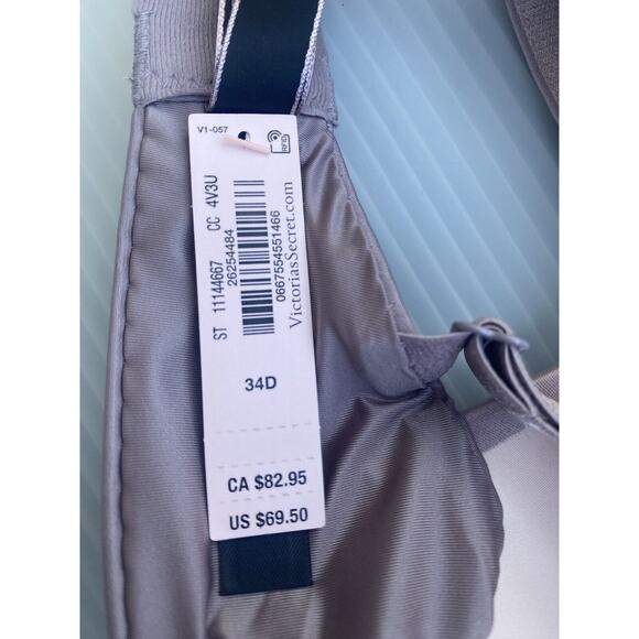 Victoria's Secret Bra Womens 34D Purple Very Sexy Push Up Rhinestone Logo Strap - Picture 11 of 12